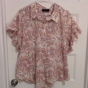 NWT Lane Bryant Paisley No-Peek Blouse Size 16 100% Cotton